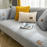 Lamb Wool Sofa Towel Thicken Plush Anti-slip Couch Cover