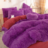 Super Shaggy Soft Coral Fleece Bedding Set