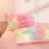 Super Shaggy Soft Coral Fleece Bedding Set