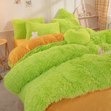 Super Shaggy Soft Coral Fleece Bedding Set