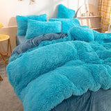 Super Shaggy Soft Coral Fleece Bedding Set