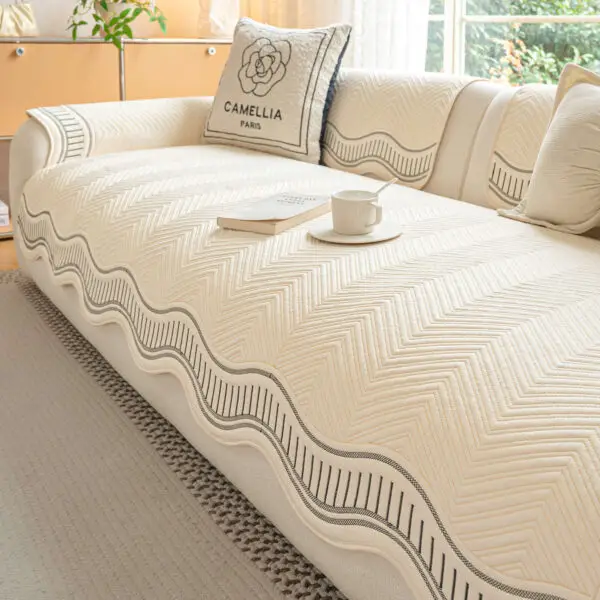 Modern Geometric Couch Cover 100% Cotton Non-Slip Sofa Protector Pet Mat