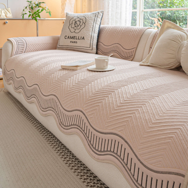 Modern Geometric Couch Cover 100% Cotton Non-Slip Sofa Protector Pet Mat