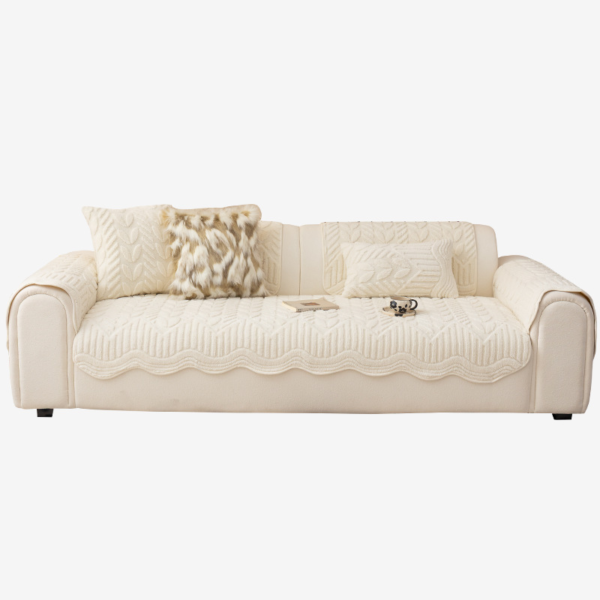 Thick Cotton Fleece Sofa Protector Non-Slip Jacquard Couch Cover