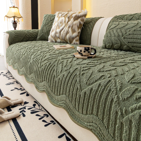 Thick Cotton Fleece Sofa Protector Non-Slip Jacquard Couch Cover