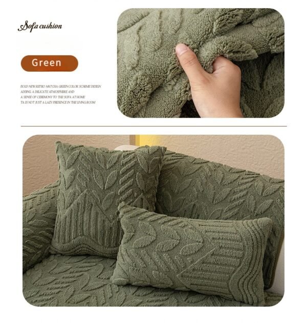 Thick Cotton Fleece Sofa Protector Non-Slip Jacquard Couch Cover
