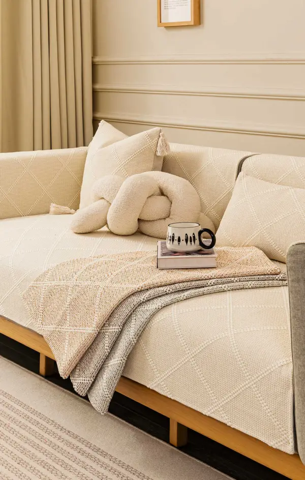 Earthy Texture Enduring Style  Woven Cotton Linen Sofa Throw