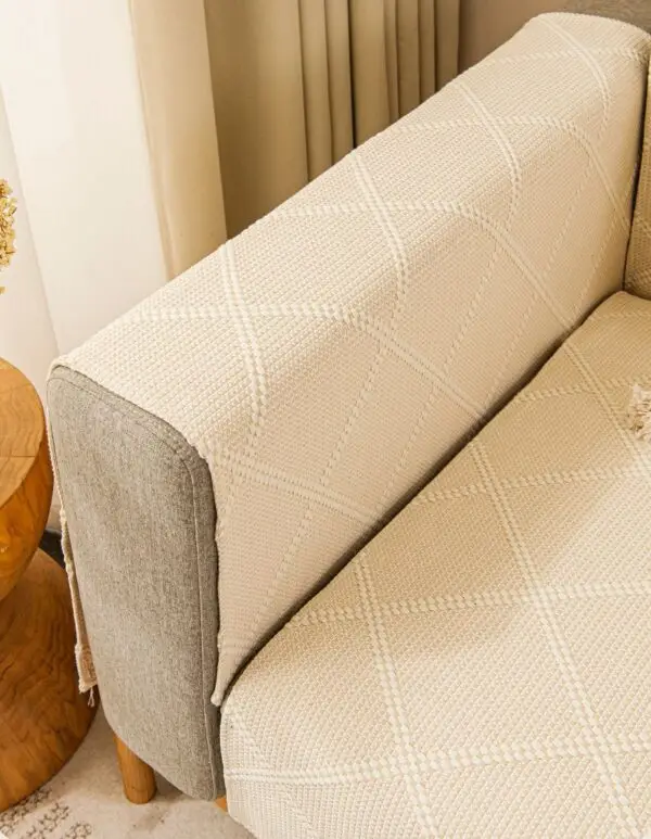Earthy Texture Enduring Style  Woven Cotton Linen Sofa Throw