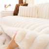 Plush Faux Rabbit Fur Sofa Cover Non-Slip Channel Tufted Couch Protector