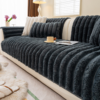 Plush Faux Rabbit Fur Sofa Cover Non-Slip Channel Tufted Couch Protector