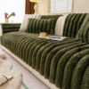 Plush Faux Rabbit Fur Sofa Cover Non-Slip Channel Tufted Couch Protector
