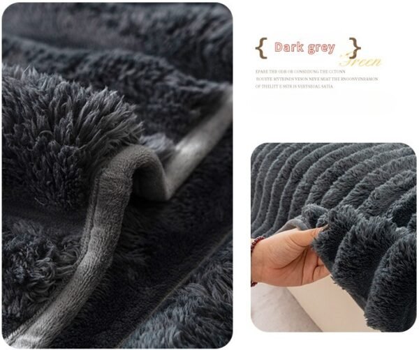 Plush Faux Rabbit Fur Sofa Cover Non-Slip Channel Tufted Couch Protector