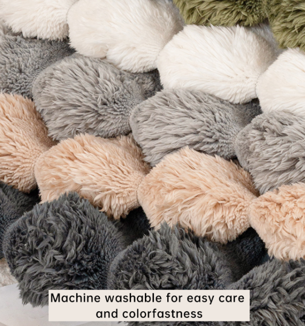 Plush Faux Rabbit Fur Sofa Cover Non-Slip Channel Tufted Couch Protector