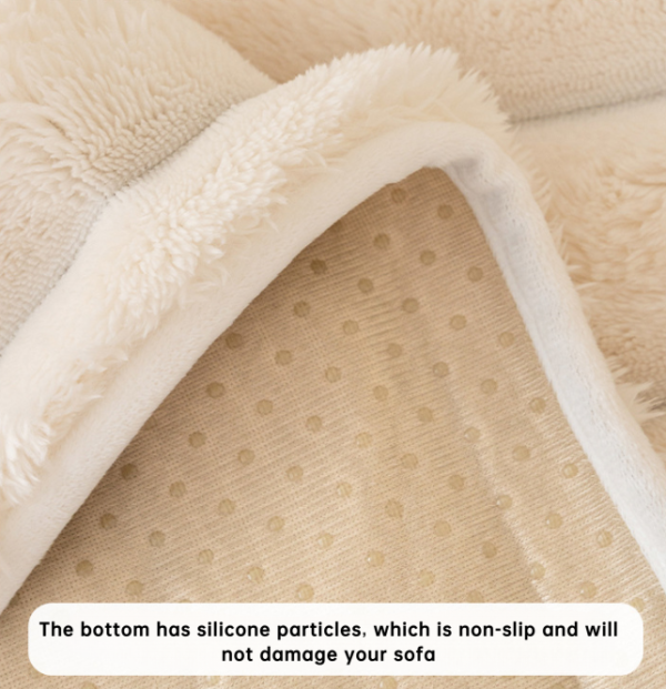 Plush Faux Rabbit Fur Sofa Cover Non-Slip Channel Tufted Couch Protector