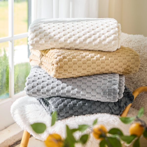 Super Soft Flannel Fleece Throw Textured All-Season Couch Cover