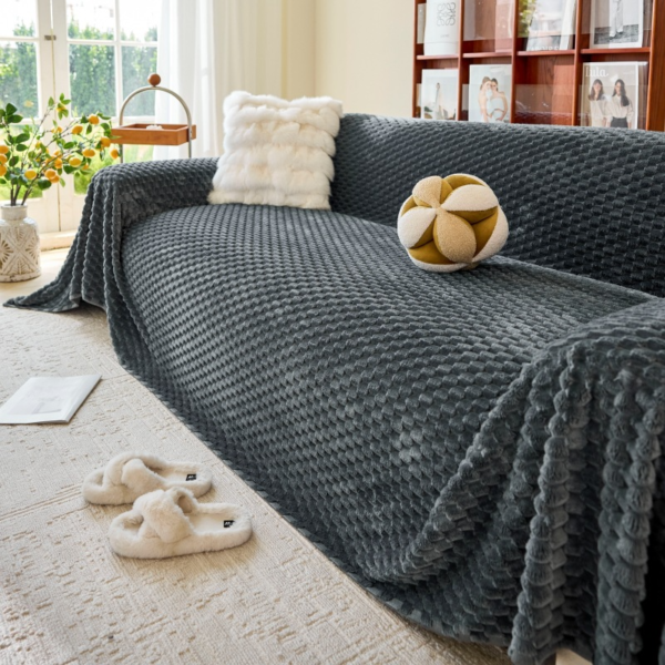Super Soft Flannel Fleece Throw Textured All-Season Couch Cover