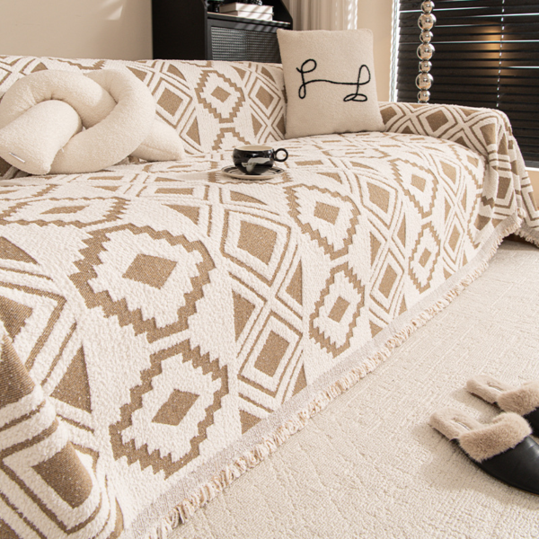Bohemian Woven Throw Blanket Reversible Jacquard Sofa Throw