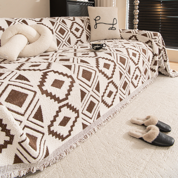 Bohemian Woven Throw Blanket Reversible Jacquard Sofa Throw