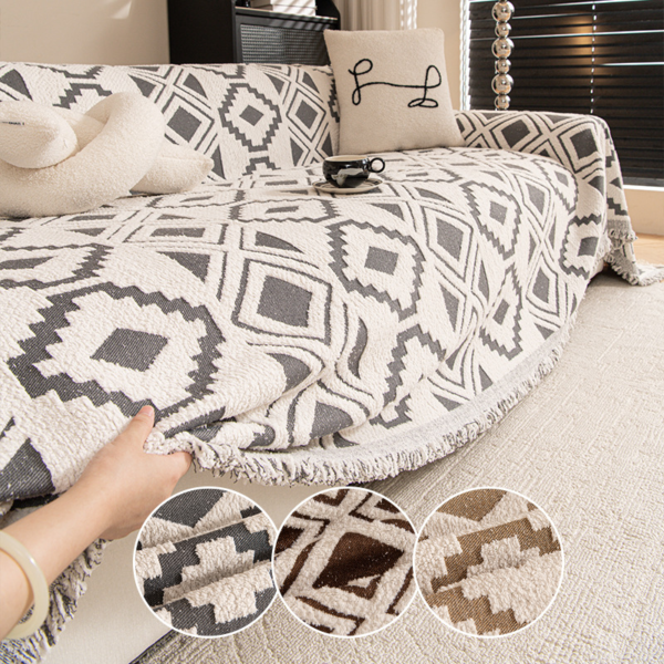 Bohemian Woven Throw Blanket Reversible Jacquard Sofa Throw
