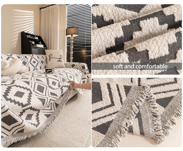 Bohemian Woven Throw Blanket Reversible Jacquard Sofa Throw
