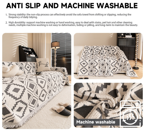 Bohemian Woven Throw Blanket Reversible Jacquard Sofa Throw