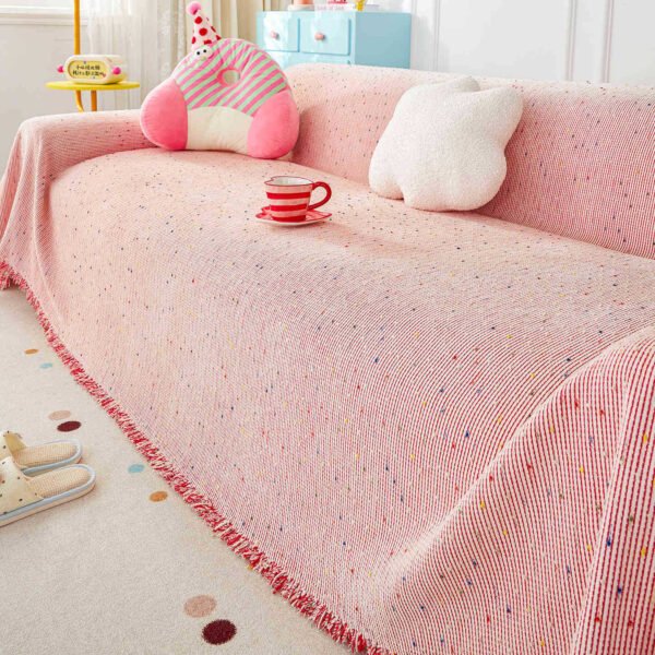 Speckled Chenille Throw Blanket Colorful Confetti Sofa Cover with Fringe