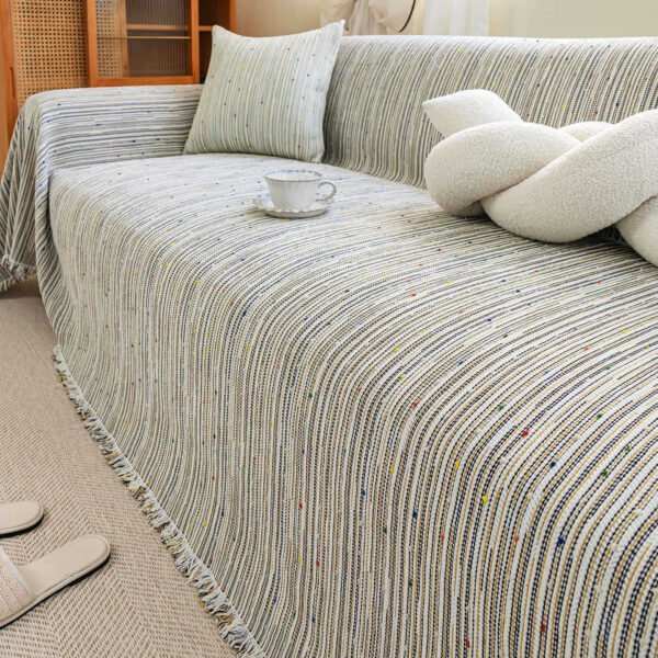 Speckled Chenille Throw Blanket Colorful Confetti Sofa Cover with Fringe