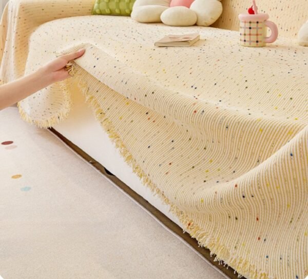 Speckled Chenille Throw Blanket Colorful Confetti Sofa Cover with Fringe