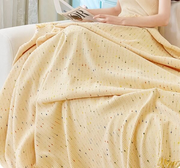 Speckled Chenille Throw Blanket Colorful Confetti Sofa Cover with Fringe