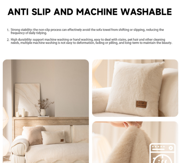 Ultra Soft Non-Slip Sofa Protector Machine Washable Faux Fur Pet Cover