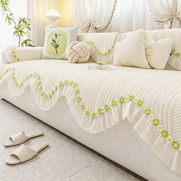 Chenille Sofa Cover Cushion, Soft Breathable Non Slip Couch Cover