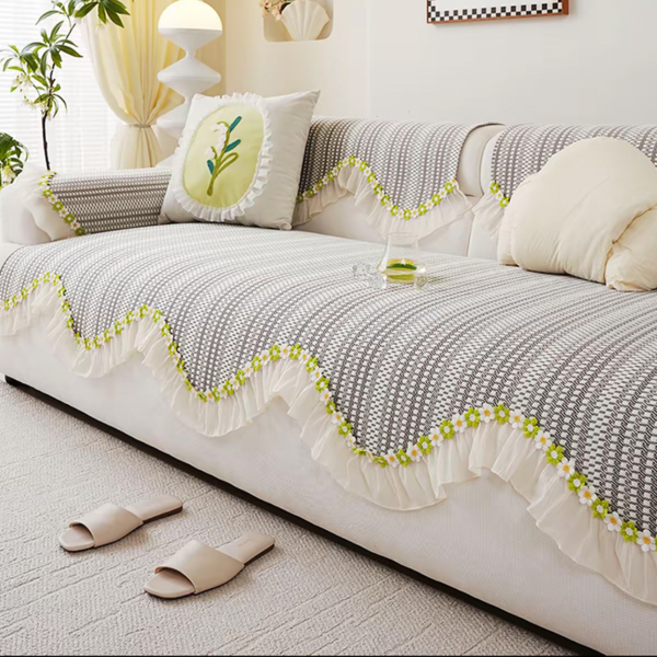 Chenille Sofa Cover Cushion, Soft Breathable Non Slip Couch Cover